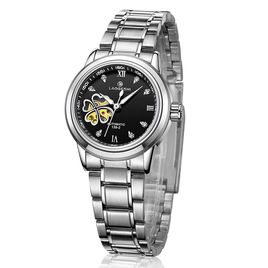 Custom Heart Clover Silver Waterproof Ladies Watch