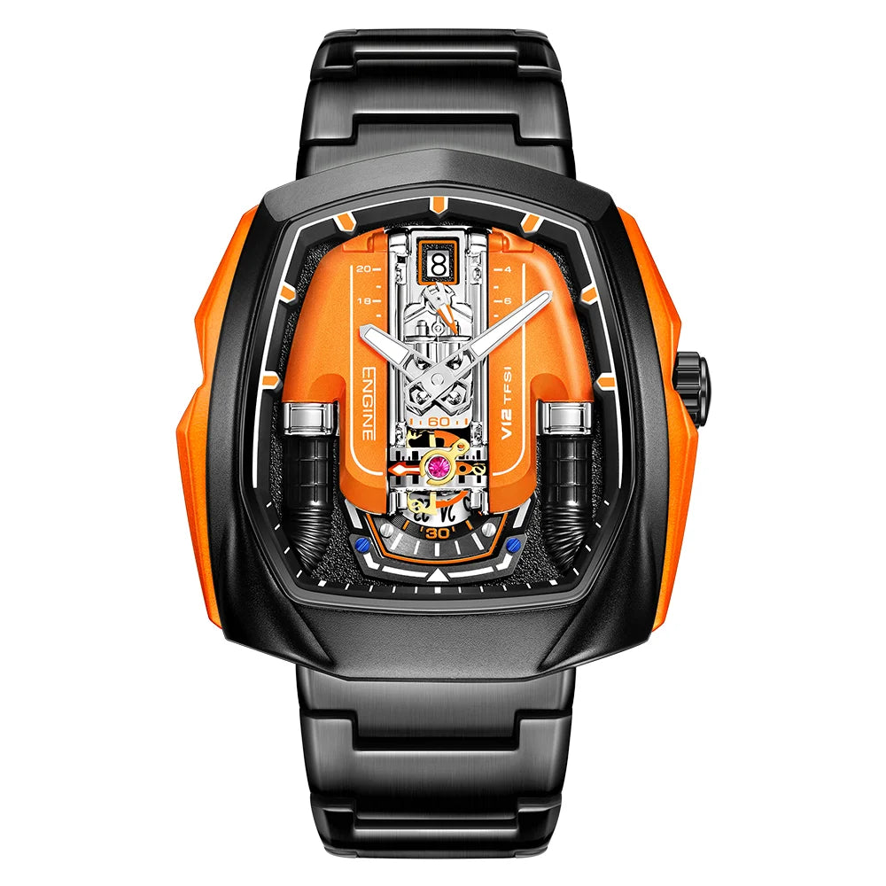 Drop Shipping Super Luxury V12 Engine Watch Man Watches Quartz Movement Waterproof Quartz for Man Watch