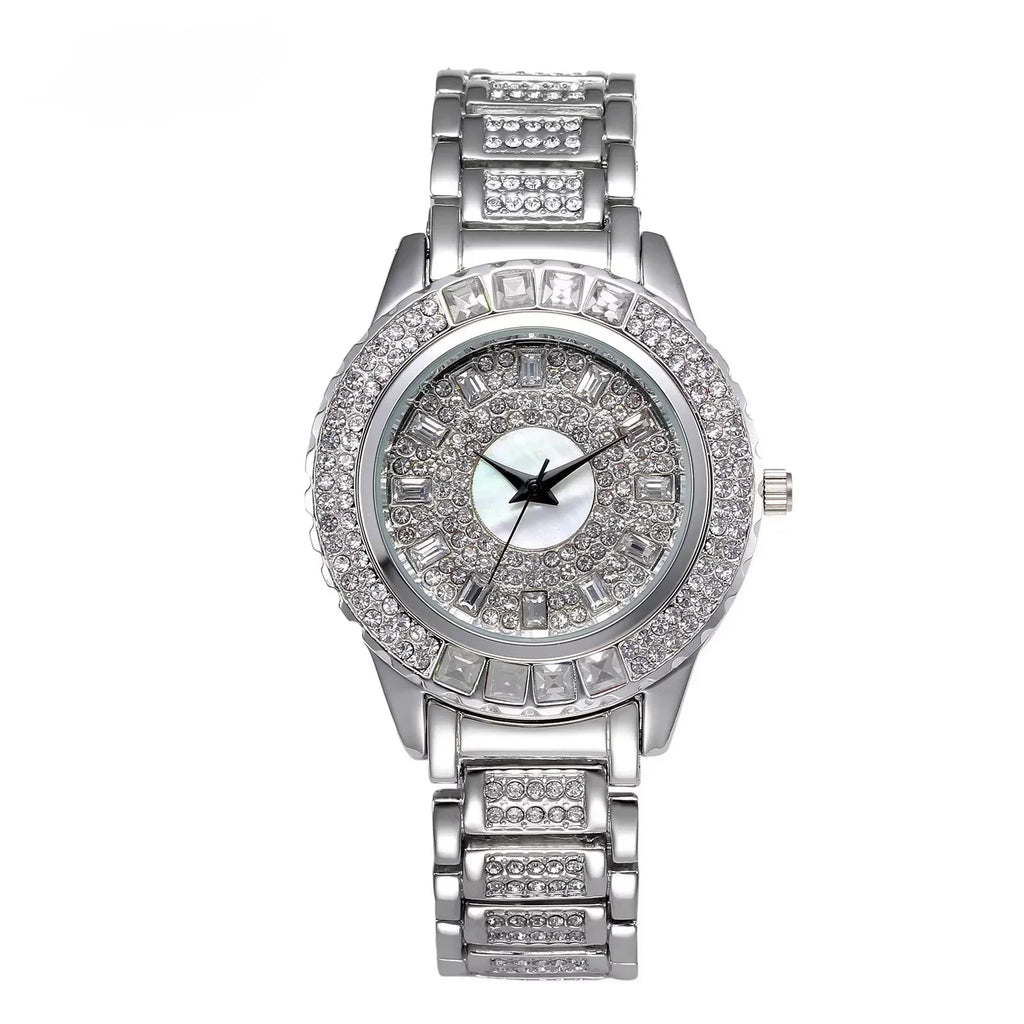Luxury Women's Diamond Quartz Watch - Gold & Zircon