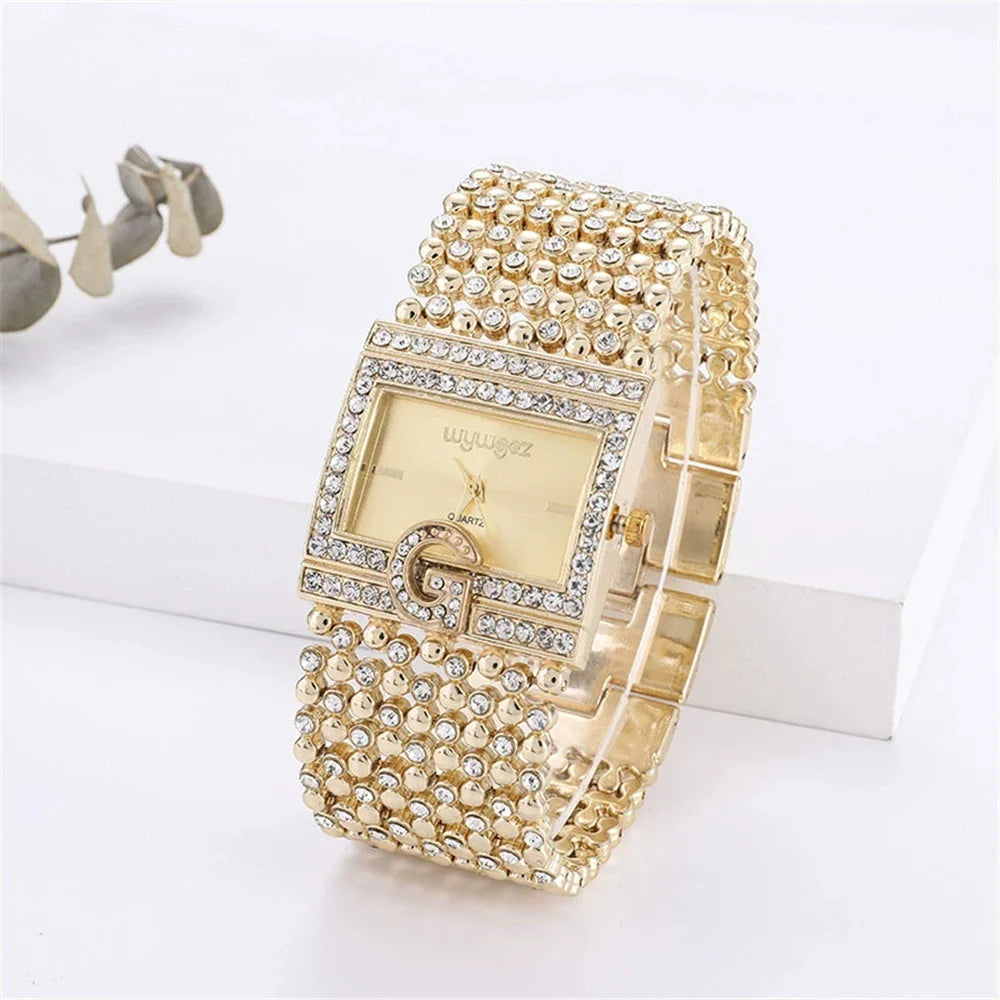 Luxury Women's Quartz Watch - Stainless Steel Square Case
