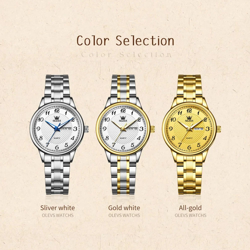 OLEVS Luxury Stainless Steel Quartz Watch