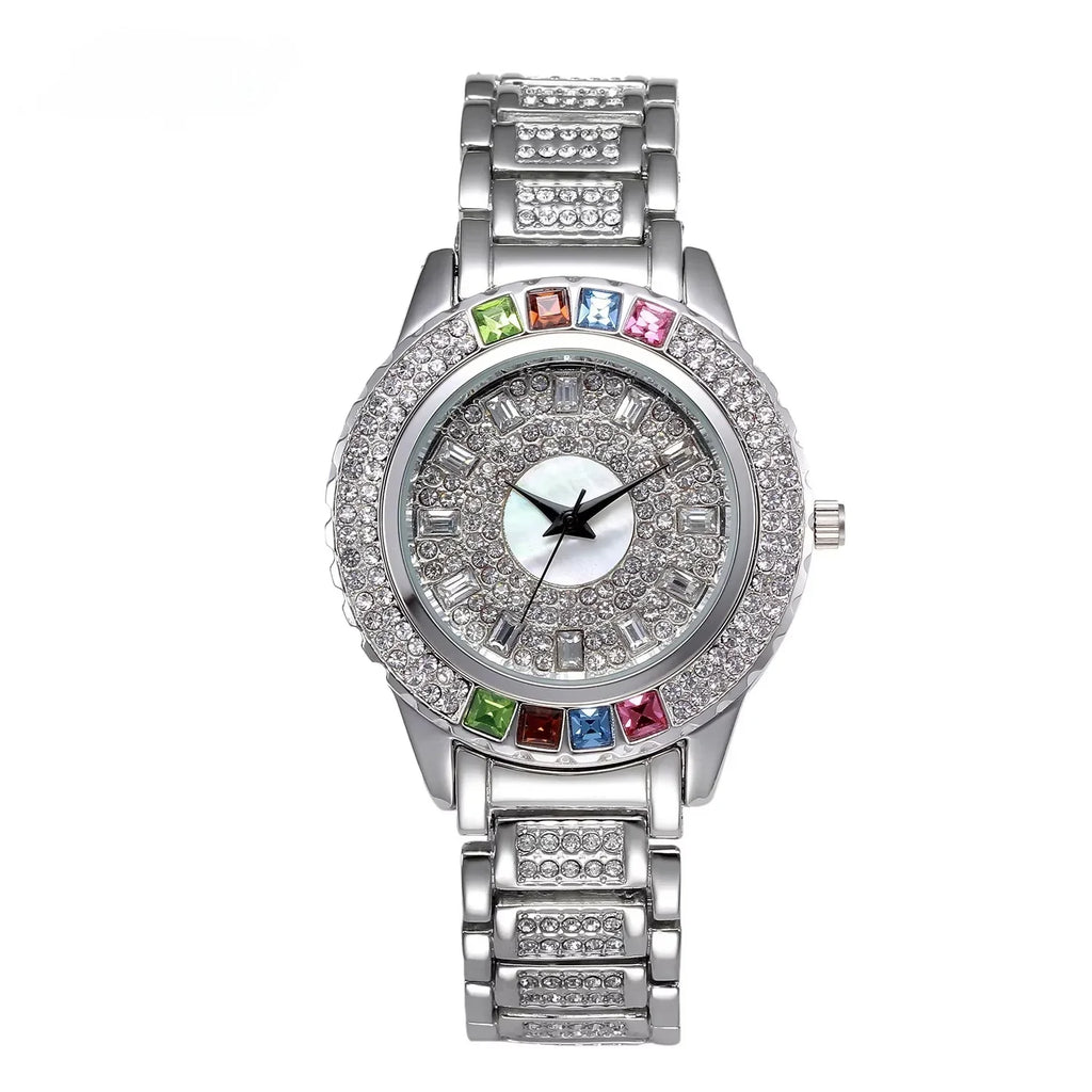 Luxury Women's Diamond Quartz Watch - Gold & Zircon
