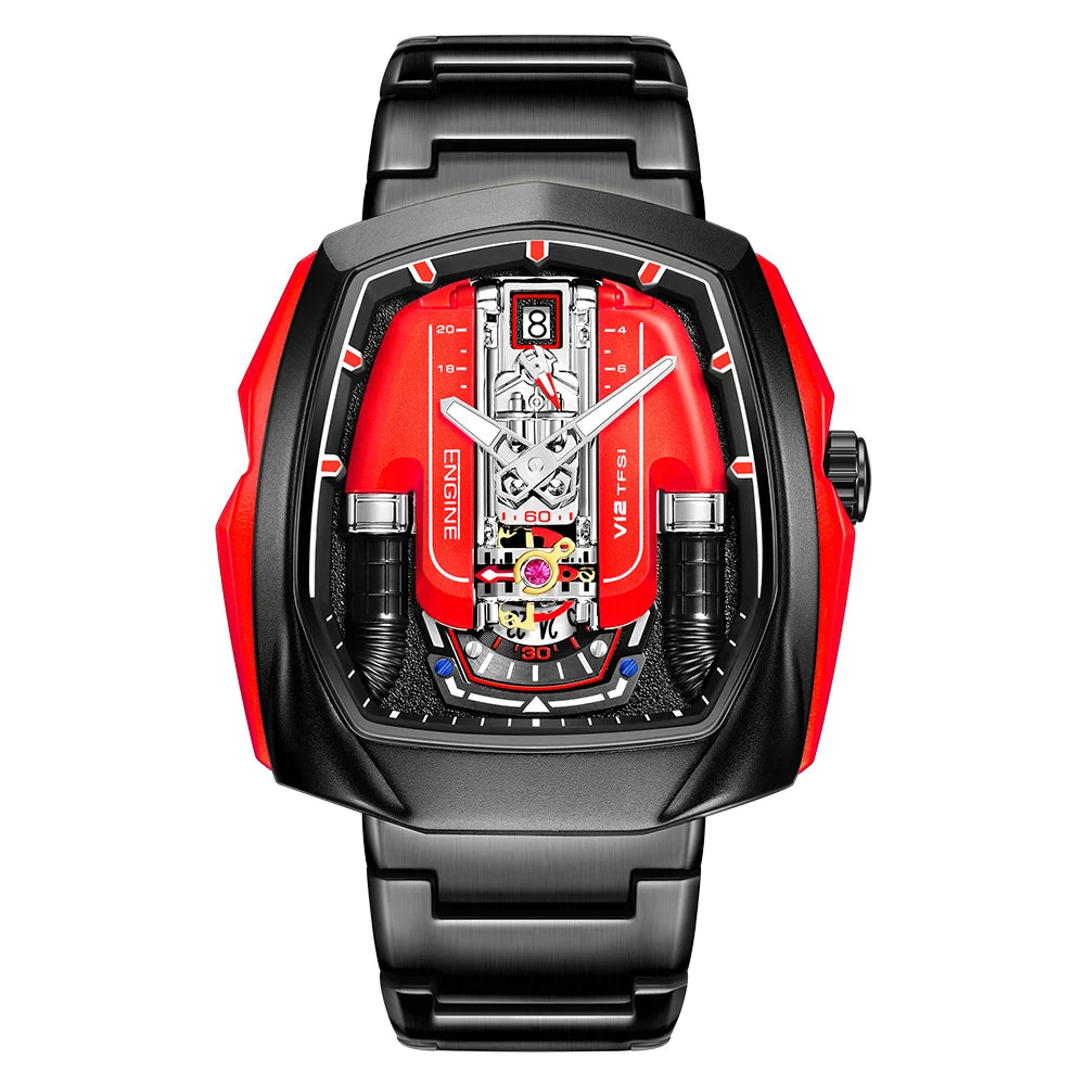 Drop Shipping Super Luxury V12 Engine Watch Man Watches Quartz Movement Waterproof Quartz for Man Watch