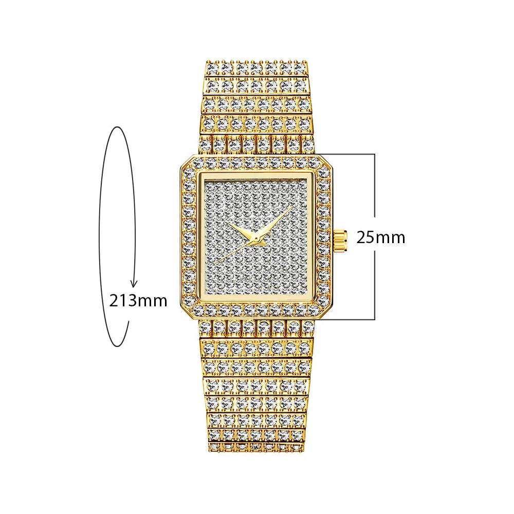 Bling Iced Out Silver Gold Women's Rapper Watch