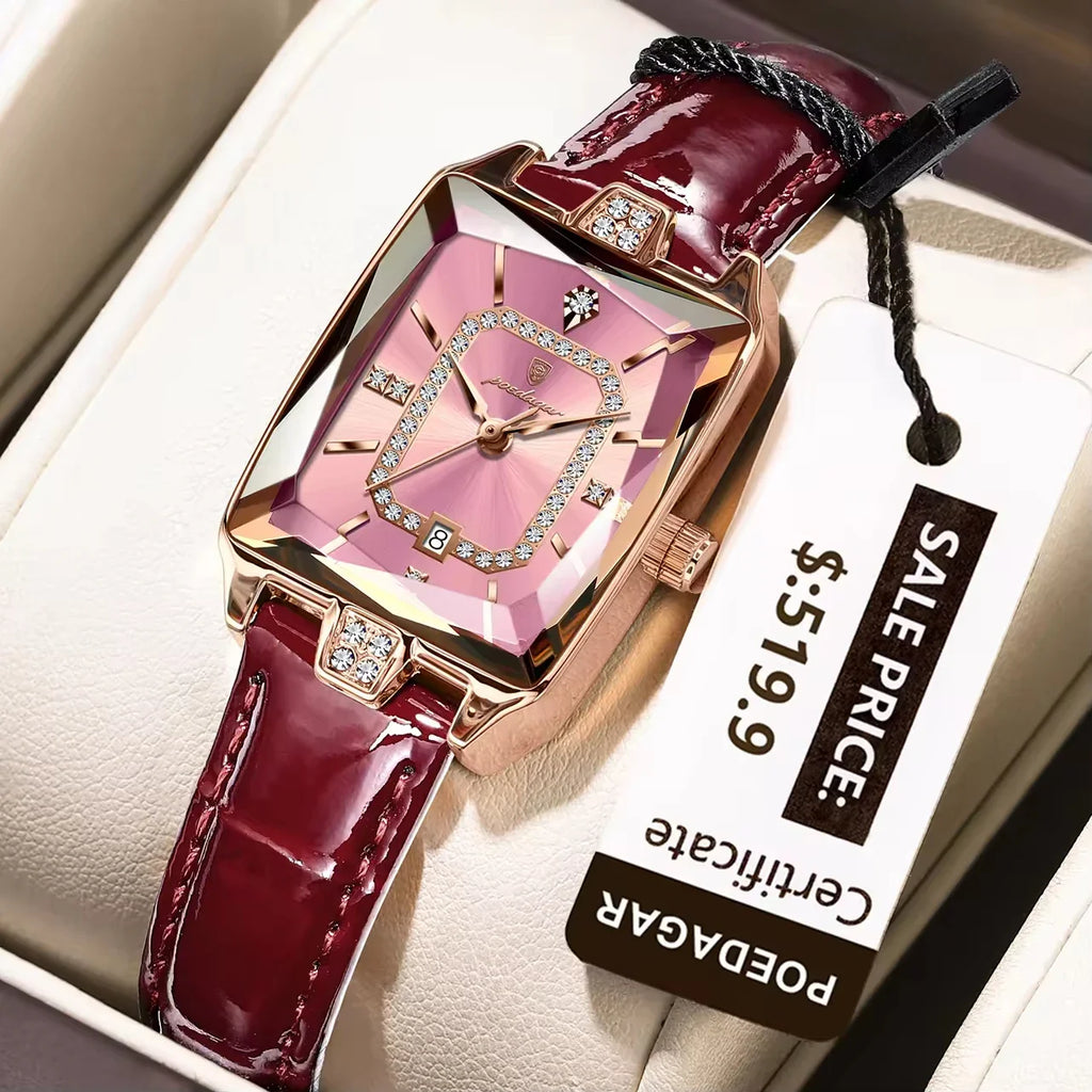 Poedagar 785 Luxury Diamond Leather Women's Watch