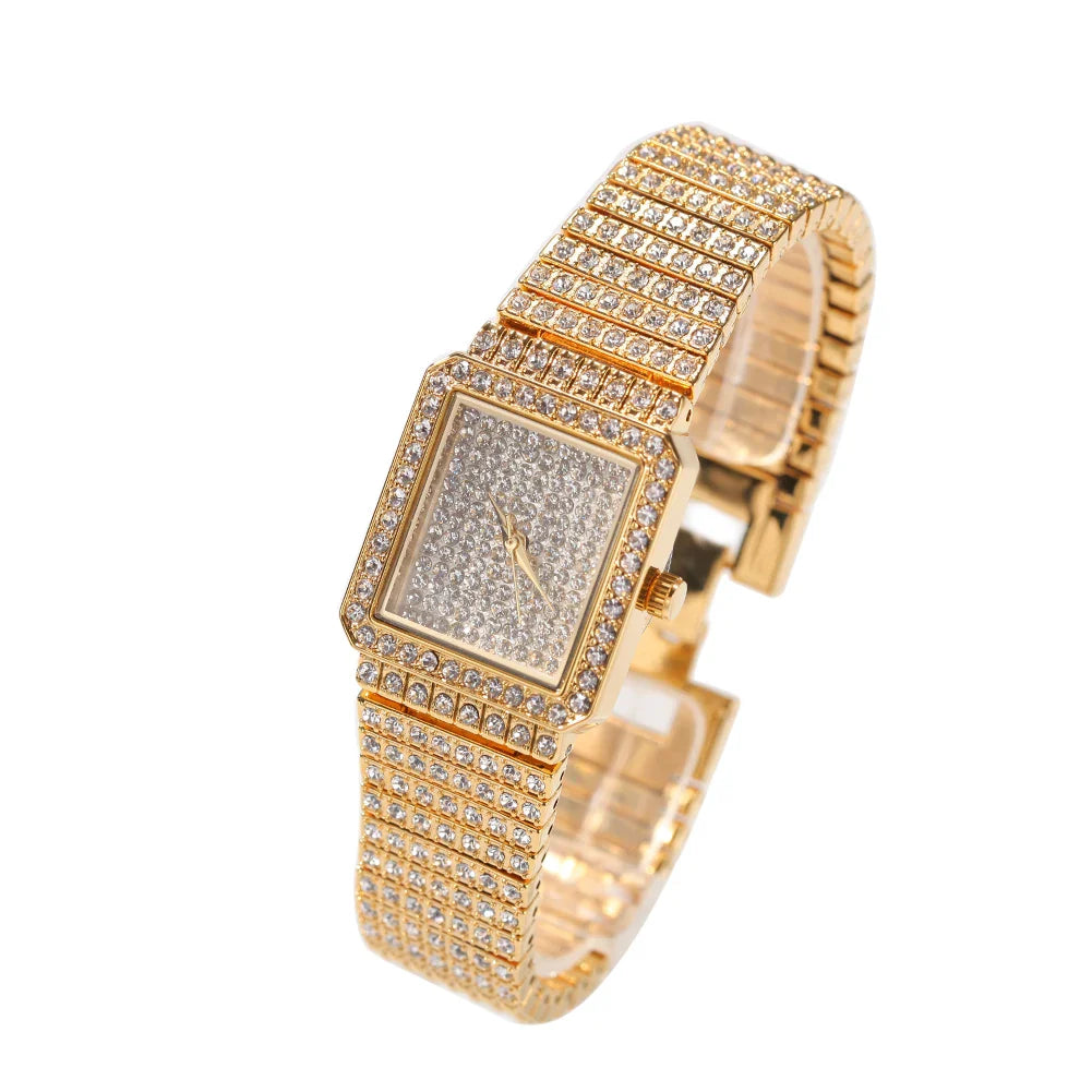 Bling Iced Out Silver Gold Women's Rapper Watch