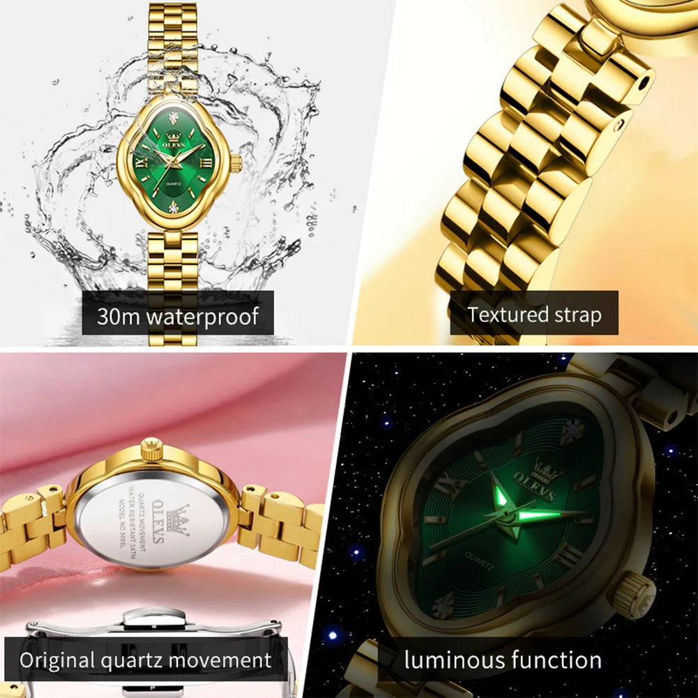 OLEVS Luxury Diamond Stainless Steel Women's Watch