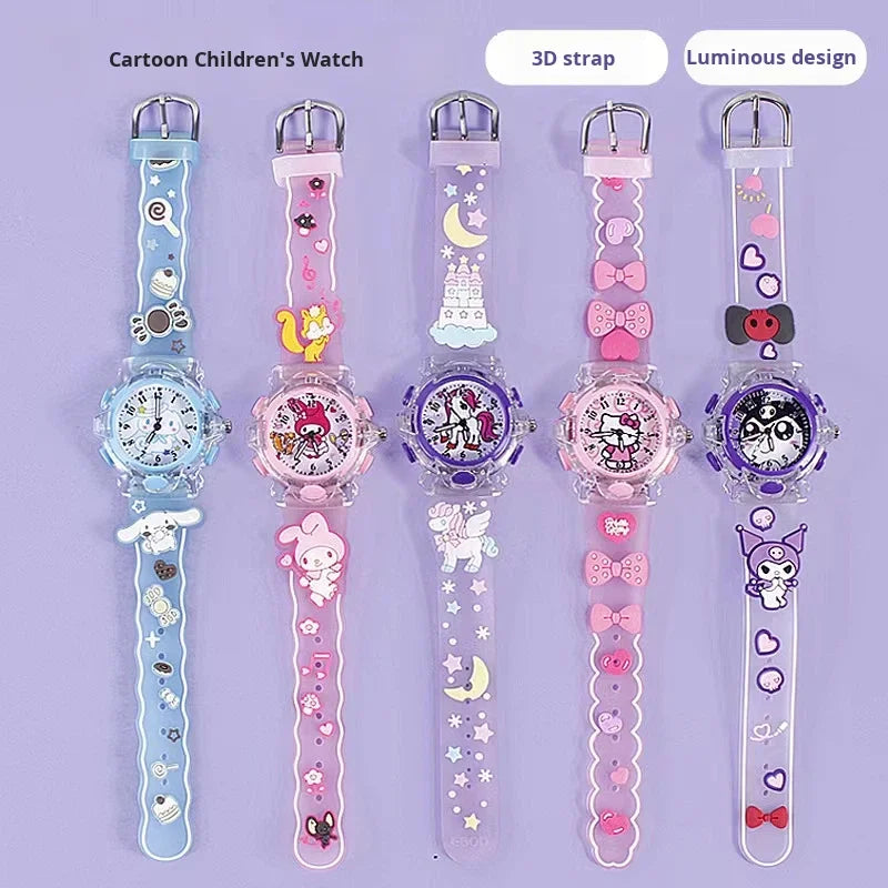 3D Luminous Hello Kitty Quartz Watch for Kids