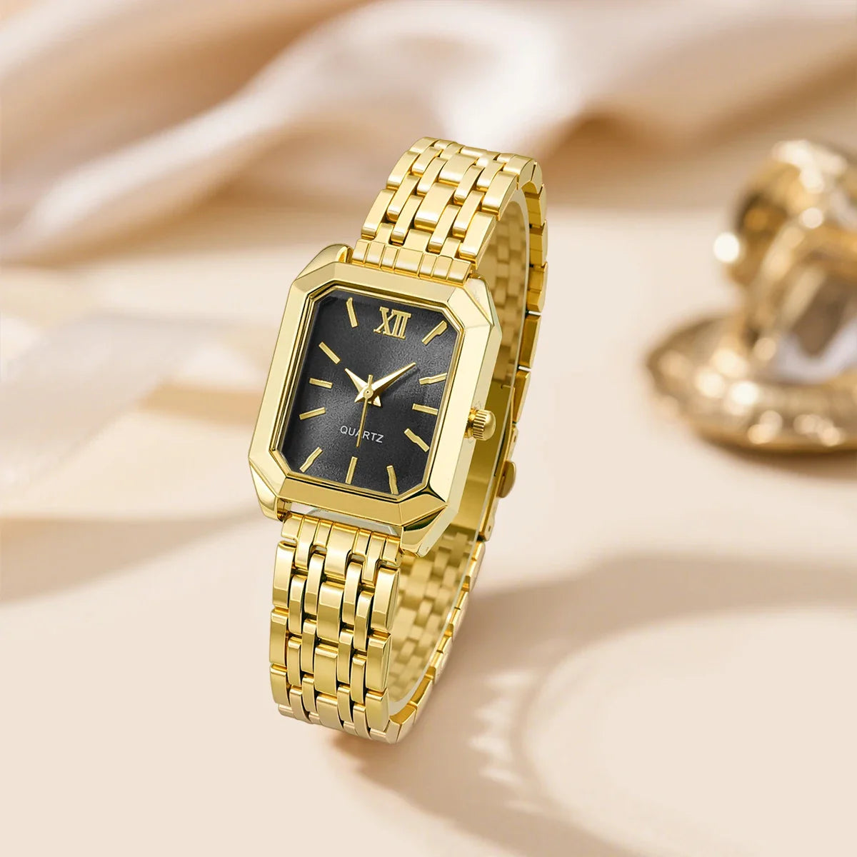 Elegant Gold & Silver Ladies Alloy Strap Watch