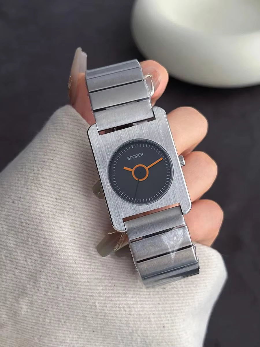Elegant Square Quartz Watch  Stainless Steel Luxury Wristwatch