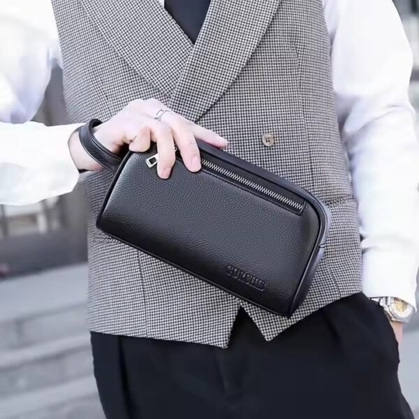 Password Lock Anti Pu Leather Bag Large Capacity Business Hand Bag For Men - Image 2