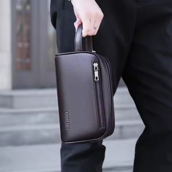 Password Lock Anti Pu Leather Bag Large Capacity Business Hand Bag For Men - Image 3