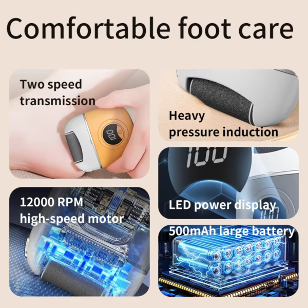 Portable Electric Foot Grinder Automatical Foot Dead Skin Sanding Mini Travel Pedicure Callus Remover - Image 4