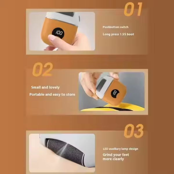 Portable Electric Foot Grinder Automatical Foot Dead Skin Sanding Mini Travel Pedicure Callus Remover - Image 5