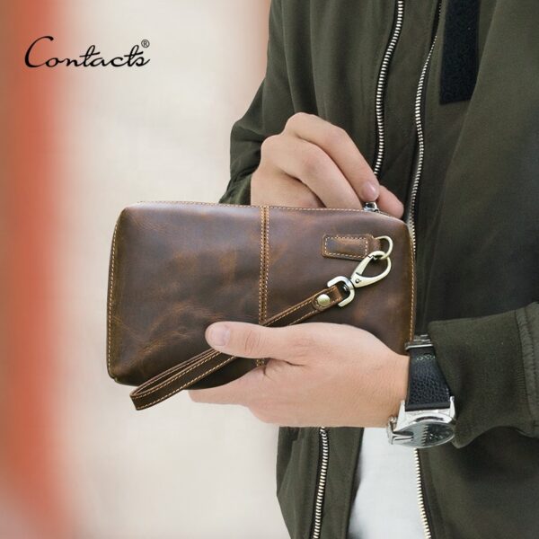 Vintage Crazy Horse Leather Clutches Bag For Men