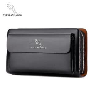 YUESKANGAROO Double Zipper Men Clutch Bag - Black