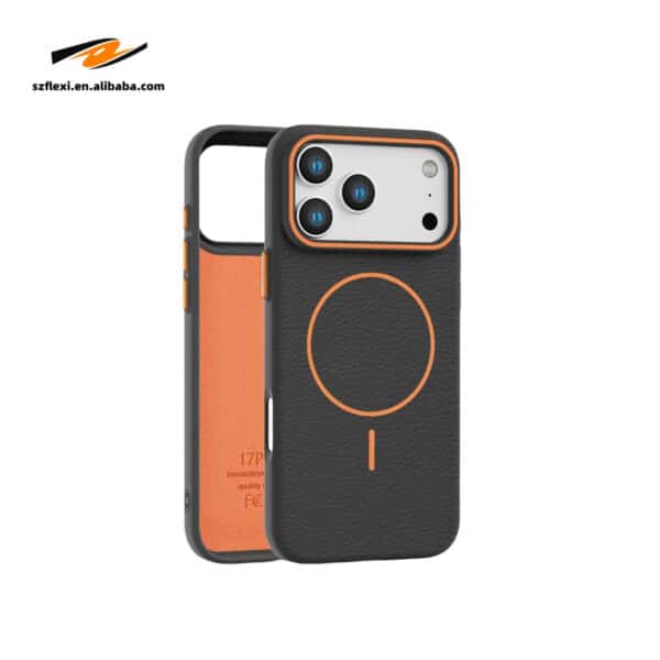 Magnetic Lychee Leather TPU Case iPhone Wireless Charging Compatible 1