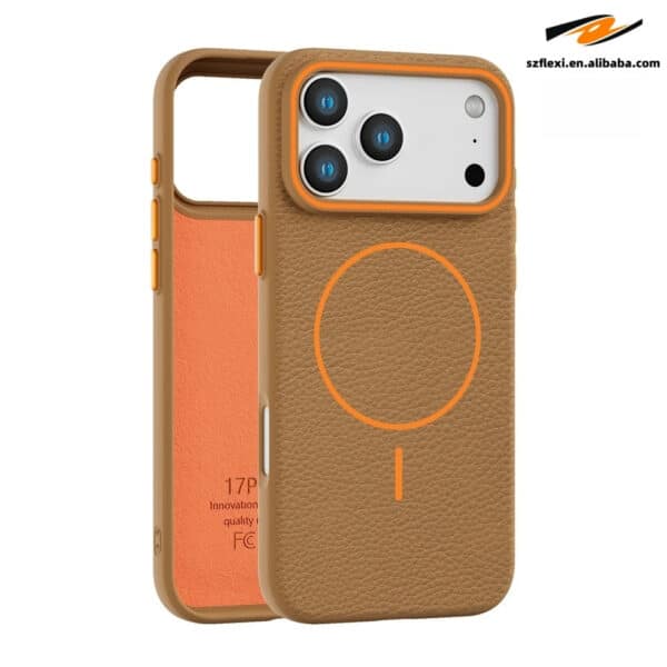 Magnetic Lychee Leather TPU Case iPhone Wireless Charging Compatible 11