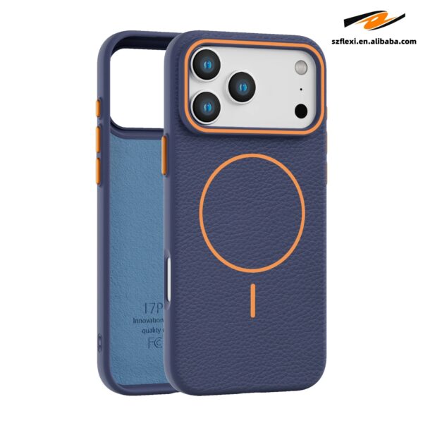 Magnetic Lychee Leather TPU Case iPhone Wireless Charging Compatible 12