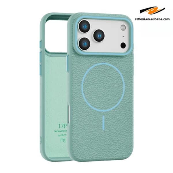 Magnetic Lychee Leather TPU Case iPhone Wireless Charging Compatible 13