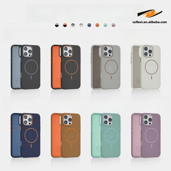 Magnetic Lychee Leather TPU Case iPhone Wireless Charging Compatible 2