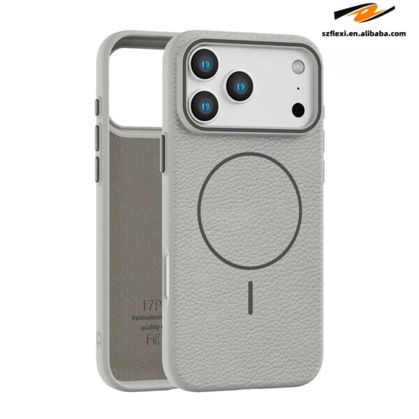 Magnetic Lychee Leather TPU Case iPhone Wireless Charging Compatible 6