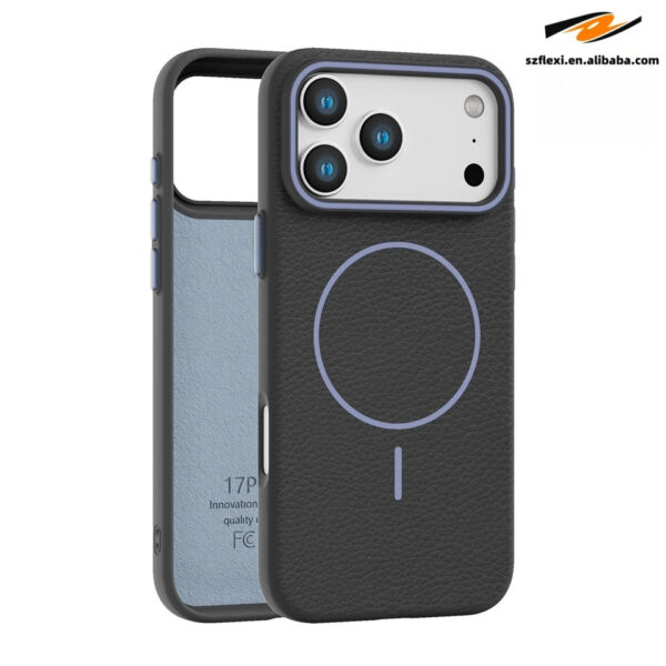 Magnetic Lychee Leather TPU Case iPhone Wireless Charging Compatible 9